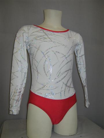 Body ginnastica rosso lycra e bianco nobilitato